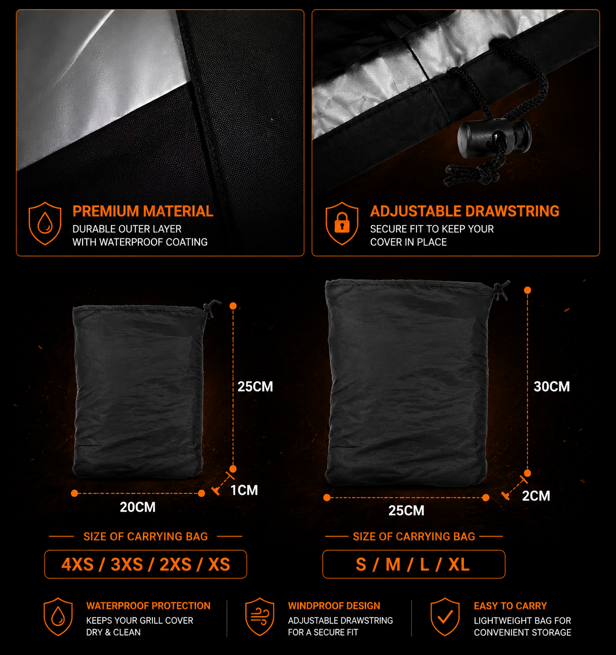Black Waterproof BBQ Cover