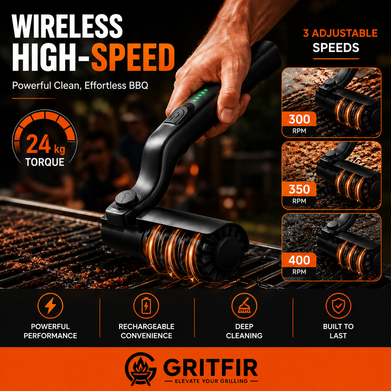 Electric Grill Brush Cleaning 360º
