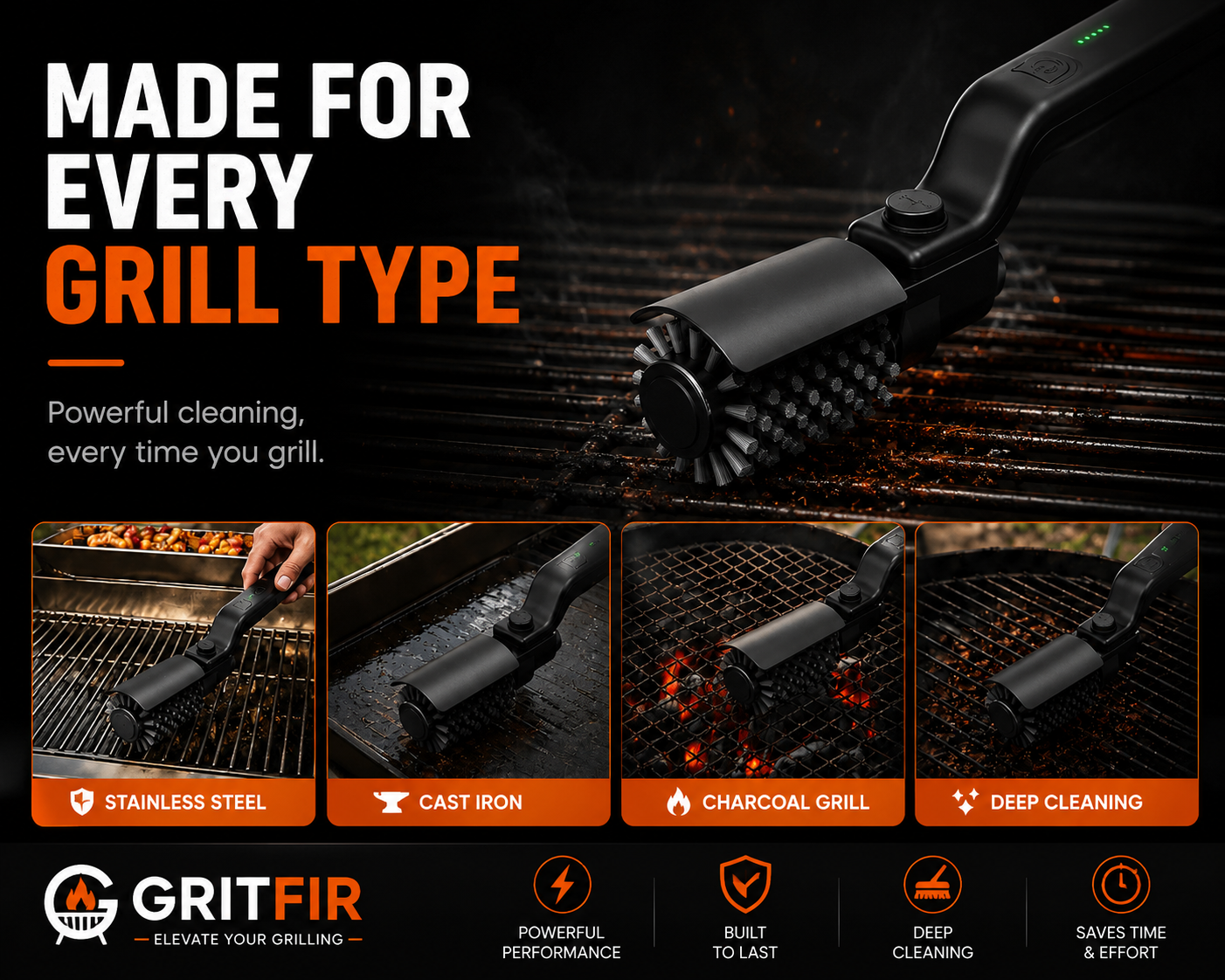 Electric Grill Brush Cleaning 360º