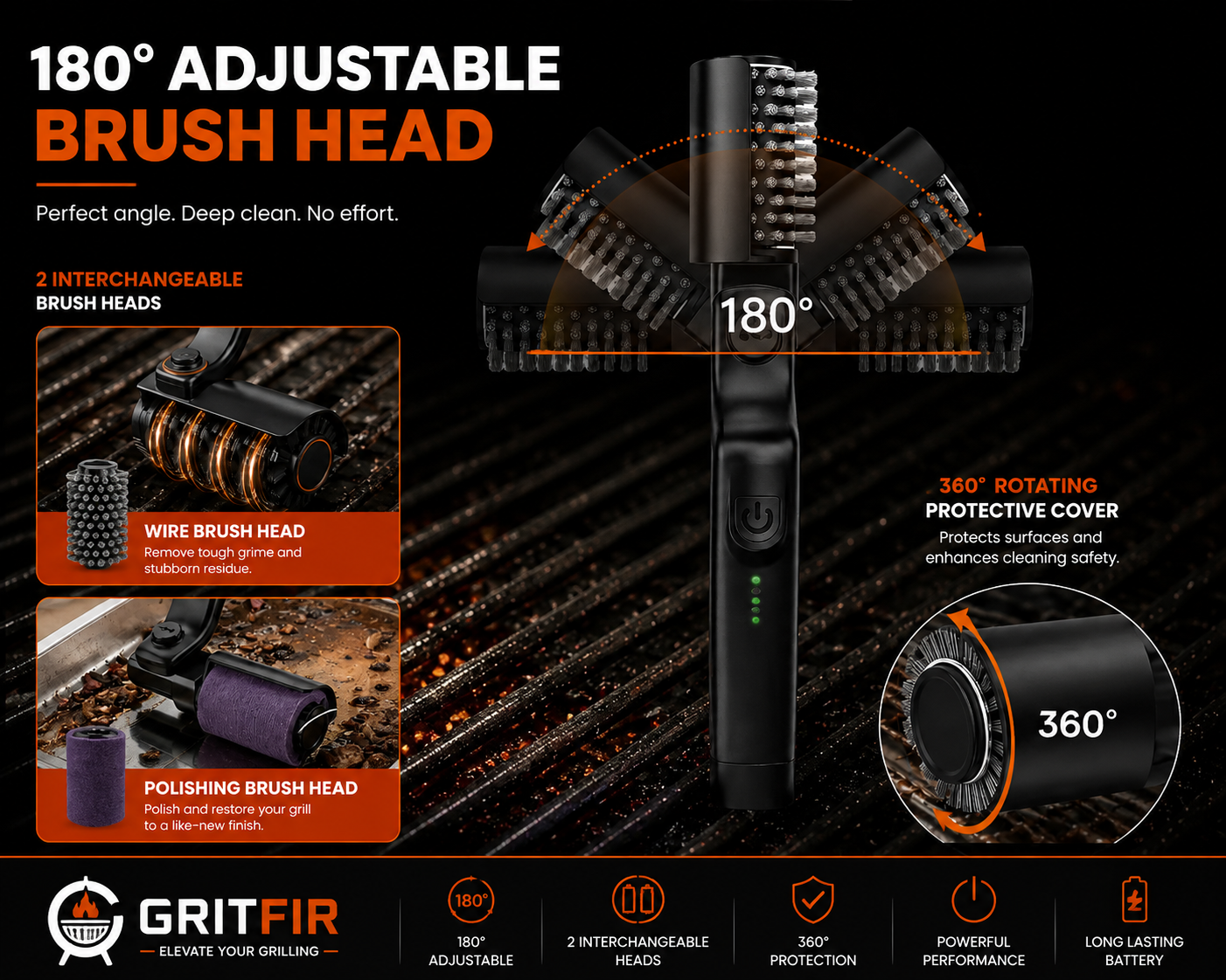 Electric Grill Brush Cleaning 360º
