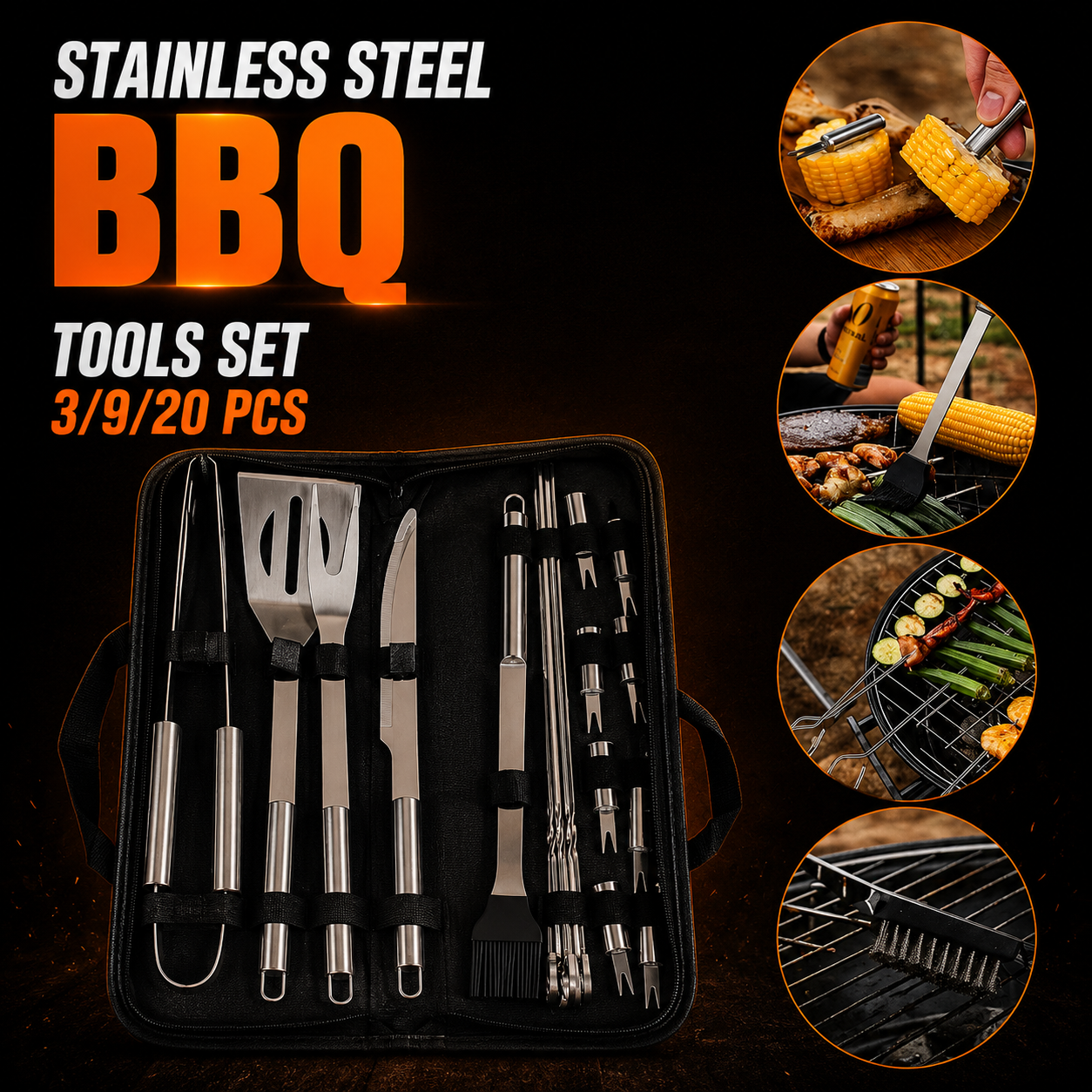 BBQ Tools Set 3/9/20 PCS For BBQ